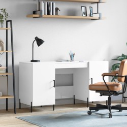 vidaXL Escritorio madera contrachapada blanco brillante 140x50x75 cm