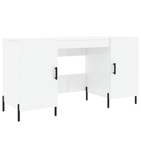 vidaXL Escritorio madera contrachapada blanco brillante 140x50x75 cm