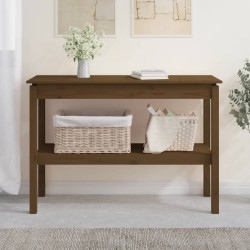 vidaXL Mesa consola de madera maciza de pino marrón miel 110x40x75 cm