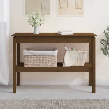 vidaXL Mesa consola de madera maciza de pino marrón miel 110x40x75 cm