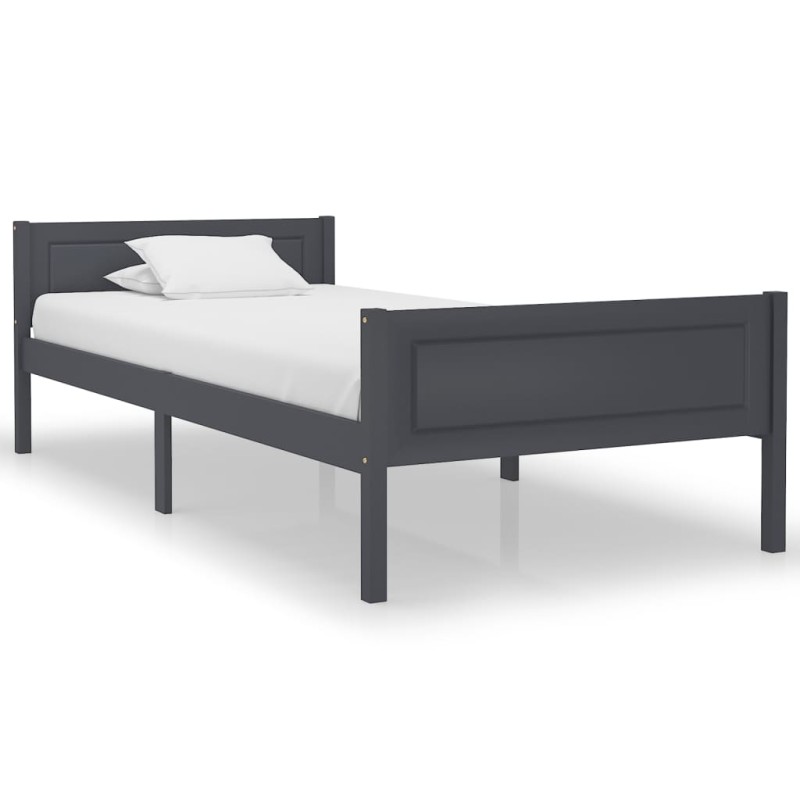 vidaXL Estructura de cama de madera maciza de pino gris 100x200 cm