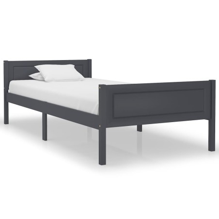 vidaXL Estructura de cama de madera maciza de pino gris 100x200 cm