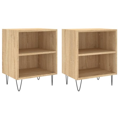 vidaXL Mesitas noche 2 uds madera ingeniería roble Sonoma 40x30x50 cm