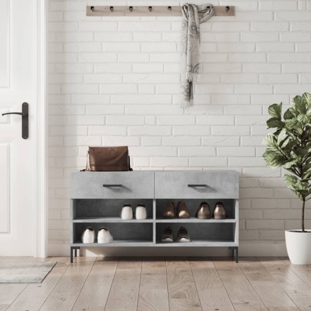 vidaXL Banco zapatero madera de ingeniería gris hormigón 102x35x55 cm