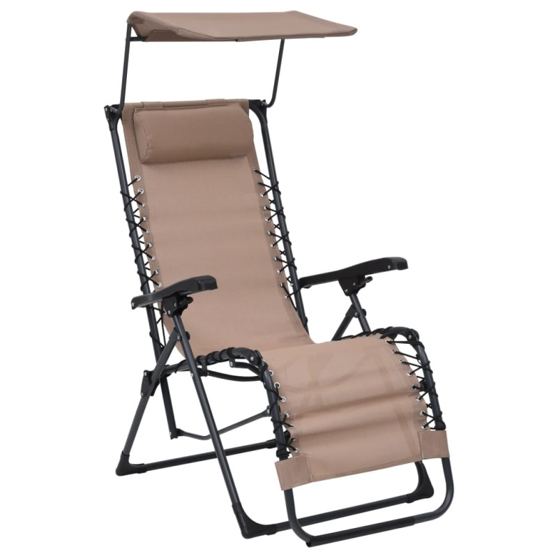 vidaXL Tumbona plegable de textilene gris taupe vidaXL Tumbona plegable de textilene gris taupe