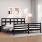 vidaXL Estructura de cama con cabecero madera maciza negro 200x200 cm vidaXL Estructura de cama con cabecero madera maciza negro 200x200 cm