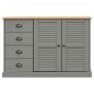 vidaXL Aparador con cajones VIGO madera maciza pino gris 113x40x75 cm vidaXL Aparador con cajones VIGO madera maciza pino gris 113x40x75 cm