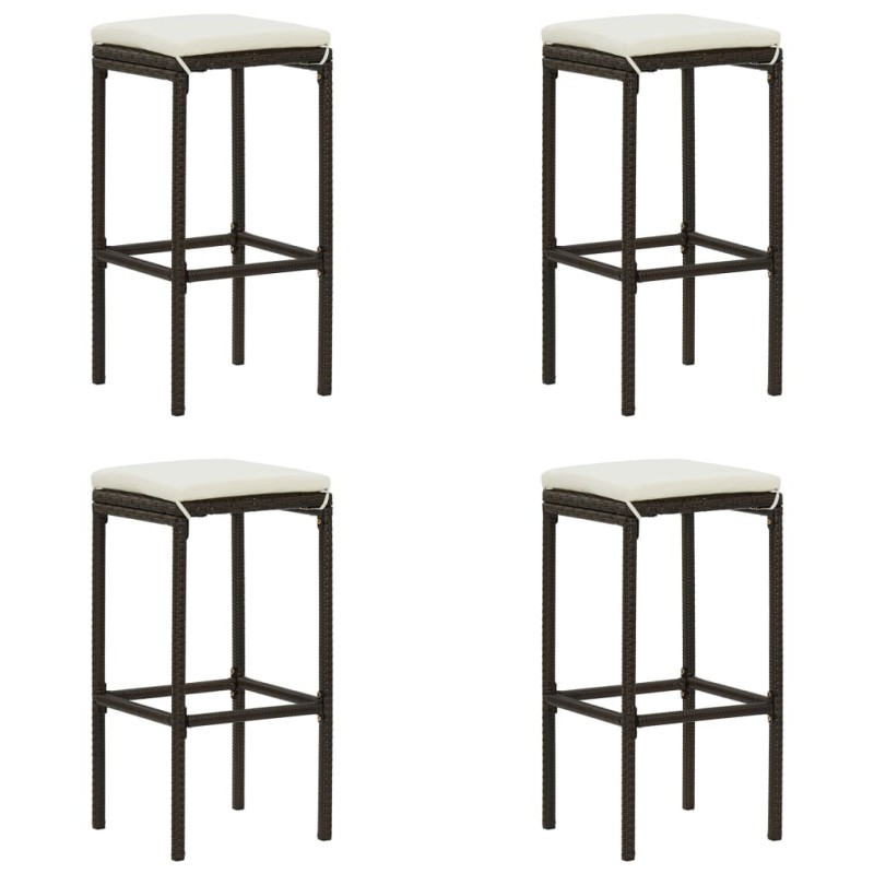 vidaXL Taburetes de cocina con cojines 4 uds ratán sintético marrón vidaXL Taburetes de cocina con cojines 4 uds ratán sintético marrón