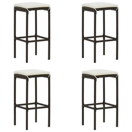 vidaXL Taburetes de cocina con cojines 4 uds ratán sintético marrón