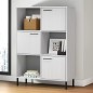 vidaXL Librería patas de metal OSLO madera maciza blanco 90x35x128,5cm