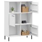 vidaXL Librería patas de metal OSLO madera maciza blanco 90x35x128,5cm