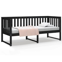 vidaXL Sofá cama madera maciza de pino negro 75x190 cm