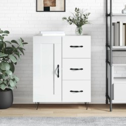 vidaXL Aparador de madera contrachapada blanco brillante 69,5x34x90 cm