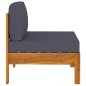 vidaXL Sofá central de madera de acacia con cojines gris oscuro vidaXL Sofá central de madera de acacia con cojines gris oscuro