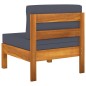 vidaXL Sofá central de madera de acacia con cojines gris oscuro vidaXL Sofá central de madera de acacia con cojines gris oscuro
