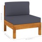 vidaXL Sofá central de madera de acacia con cojines gris oscuro vidaXL Sofá central de madera de acacia con cojines gris oscuro