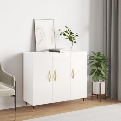 vidaXL Aparador de madera de ingeniería blanco brillo 90x34x80 cm