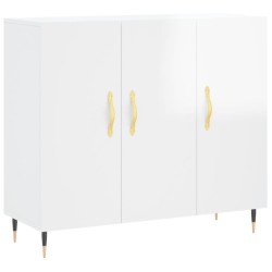 vidaXL Aparador de madera de ingeniería blanco brillo 90x34x80 cm
