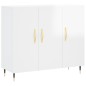 vidaXL Aparador de madera de ingeniería blanco brillo 90x34x80 cm vidaXL Aparador de madera de ingeniería blanco brillo 90x34x80 cm