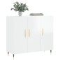 vidaXL Aparador de madera de ingeniería blanco brillo 90x34x80 cm vidaXL Aparador de madera de ingeniería blanco brillo 90x34x80 cm