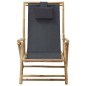 vidaXL Silla de relajación reclinable de bambú y tela gris oscuro vidaXL Silla de relajación reclinable de bambú y tela gris oscuro