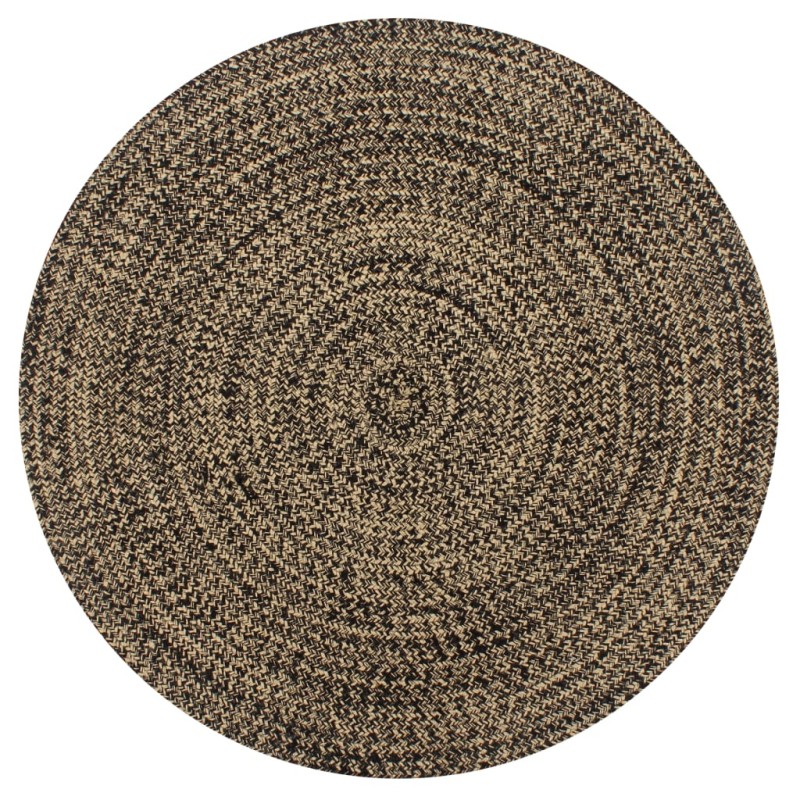 vidaXL Alfombra hecha a mano de yute negra y natural 150 cm vidaXL Alfombra hecha a mano de yute negra y natural 150 cm