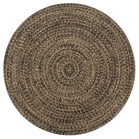 vidaXL Alfombra hecha a mano de yute negra y natural 150 cm
