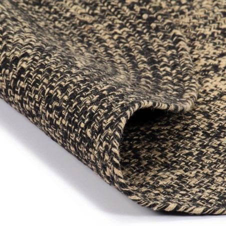 vidaXL Alfombra hecha a mano de yute negra y natural 150 cm