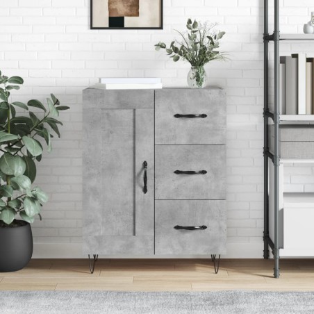 vidaXL Aparador de madera de ingeniería gris hormigón 69,5x34x90 cm