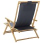 vidaXL Silla de relajación reclinable de bambú y tela gris oscuro vidaXL Silla de relajación reclinable de bambú y tela gris oscuro