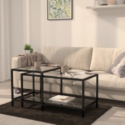 vidaXL Mesita de centro 2 piezas vidrio templado negro