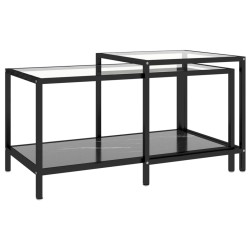 vidaXL Mesita de centro 2 piezas vidrio templado negro
