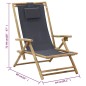 vidaXL Silla de relajación reclinable de bambú y tela gris oscuro vidaXL Silla de relajación reclinable de bambú y tela gris oscuro