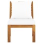 vidaXL Sofá seccional central con cojín crema madera maciza acacia vidaXL Sofá seccional central con cojín crema madera maciza acacia