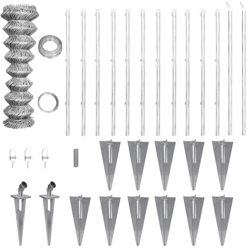 vidaXL Valla metálica con estacas postes acero galvanizado 25x1,5 m vidaXL Valla metálica con estacas postes acero galvanizado 25x1,5 m