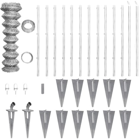 vidaXL Valla metálica con estacas postes acero galvanizado 25x1,5 m