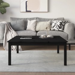 vidaXL Mesa de centro de madera maciza de pino negro 100x100x40 cm