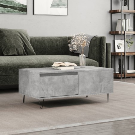 vidaXL Mesa de centro madera contrachapada gris hormigón 90x50x36,5 cm