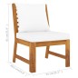 vidaXL Sofá seccional central con cojín crema madera maciza acacia vidaXL Sofá seccional central con cojín crema madera maciza acacia