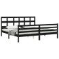 vidaXL Estructura de cama con cabecero madera maciza negro 200x200 cm vidaXL Estructura de cama con cabecero madera maciza negro 200x200 cm