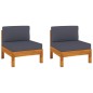 vidaXL Sofá central 2 piezas cojines gris oscuro madera de acacia vidaXL Sofá central 2 piezas cojines gris oscuro madera de acacia