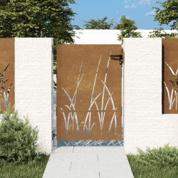 vidaXL Puerta de jardín acero corten diseño hierba 85x125 cm