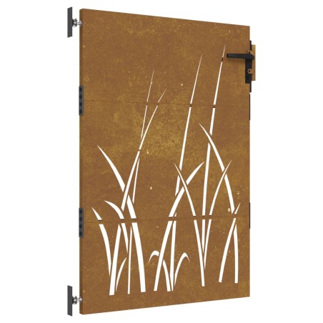 vidaXL Puerta de jardín acero corten diseño hierba 85x125 cm