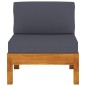vidaXL Sofá central 2 piezas cojines gris oscuro madera de acacia vidaXL Sofá central 2 piezas cojines gris oscuro madera de acacia