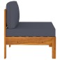 vidaXL Sofá central 2 piezas cojines gris oscuro madera de acacia vidaXL Sofá central 2 piezas cojines gris oscuro madera de acacia