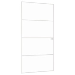 vidaXL Puerta interior vidrio templado y aluminio blanco 102x201,5 cm