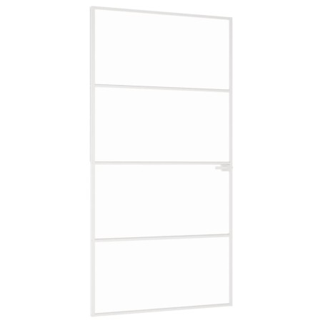 vidaXL Puerta interior vidrio templado y aluminio blanco 102x201,5 cm
