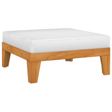vidaXL Reposapiés modular y cojín crema madera maciza de acacia