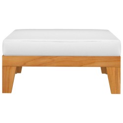 vidaXL Reposapiés modular y cojín crema madera maciza de acacia