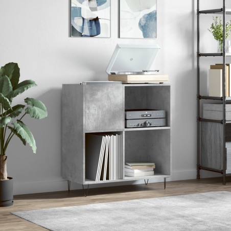 vidaXL Mueble discos madera contrachapada gris hormigón 84,5x38x89 cm